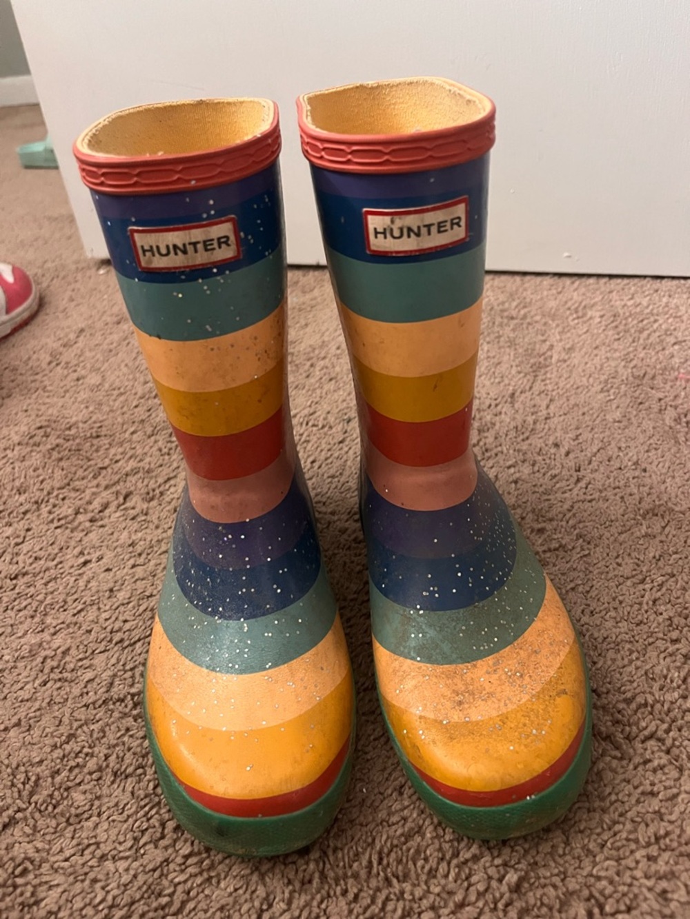 Hunter Multicolor Striped Rainbow Rain Boots